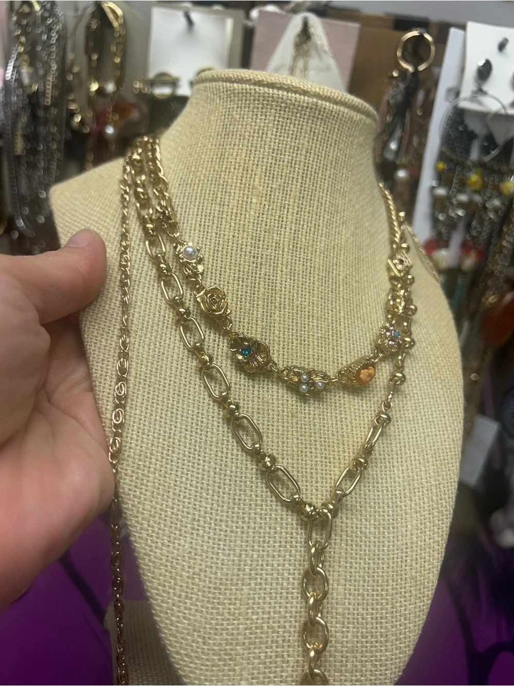 NWOT Free People Winslet Layer Necklace Gold Combo